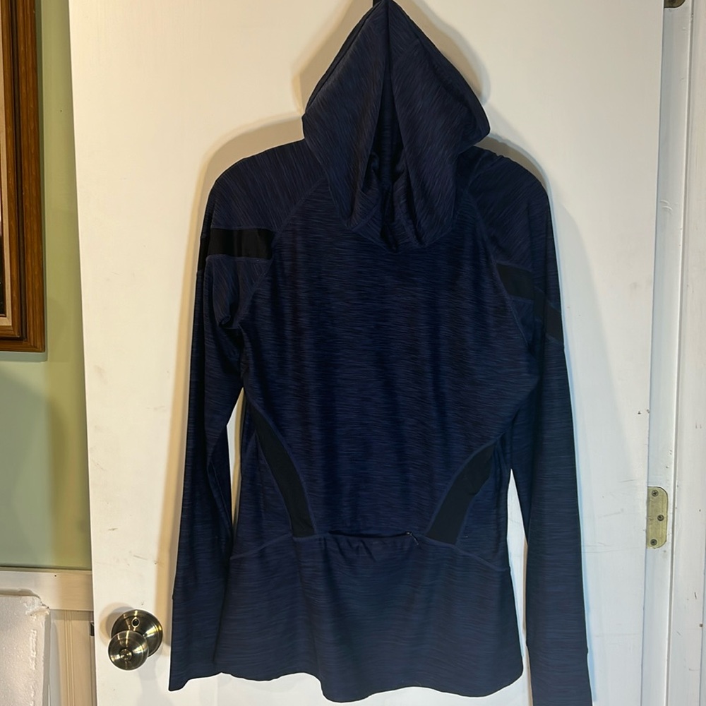 Gap Fit Womens Sweater Large L Blue Hooded Pullover Activewear Athleticwear